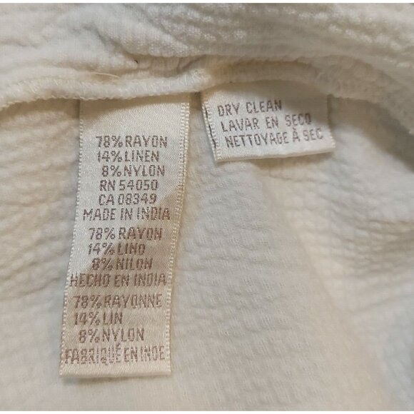 Jones New York Linen Blend Top Blouse Womans L Textured jacket Gauzy White beach - Picture 9 of 9